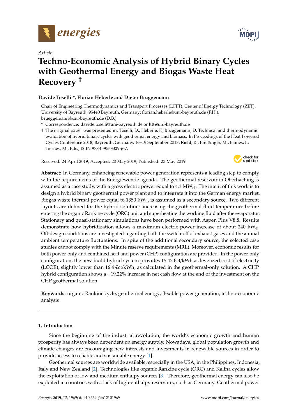 Techno-Economic Analysis Of Hybrid Binary Cycles With Geothermal Energy ...