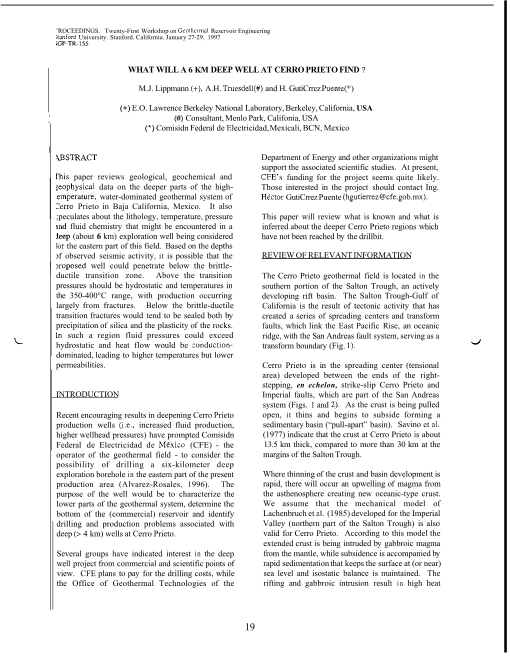 1997, Twenty-Second Workshop on Geothermal Reservoir Engineering