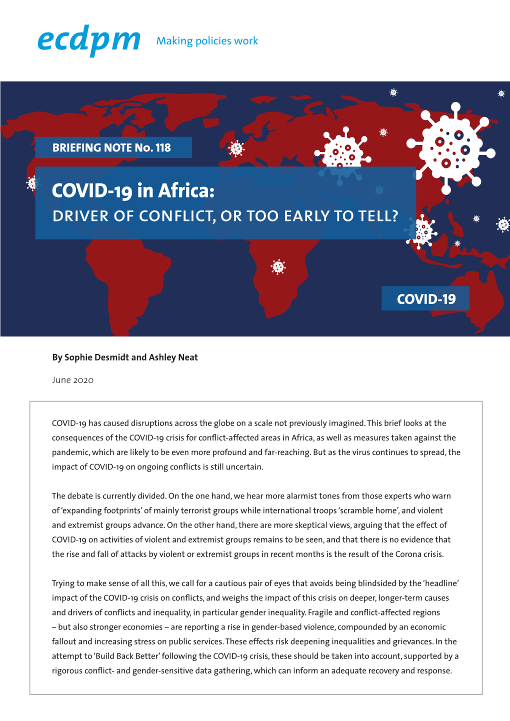 COVID-19 in Africa: Driver of Conflict, Or Too Early to Tell?