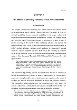 CHAPTER 3 the Context of University Publishing in Five African Countries