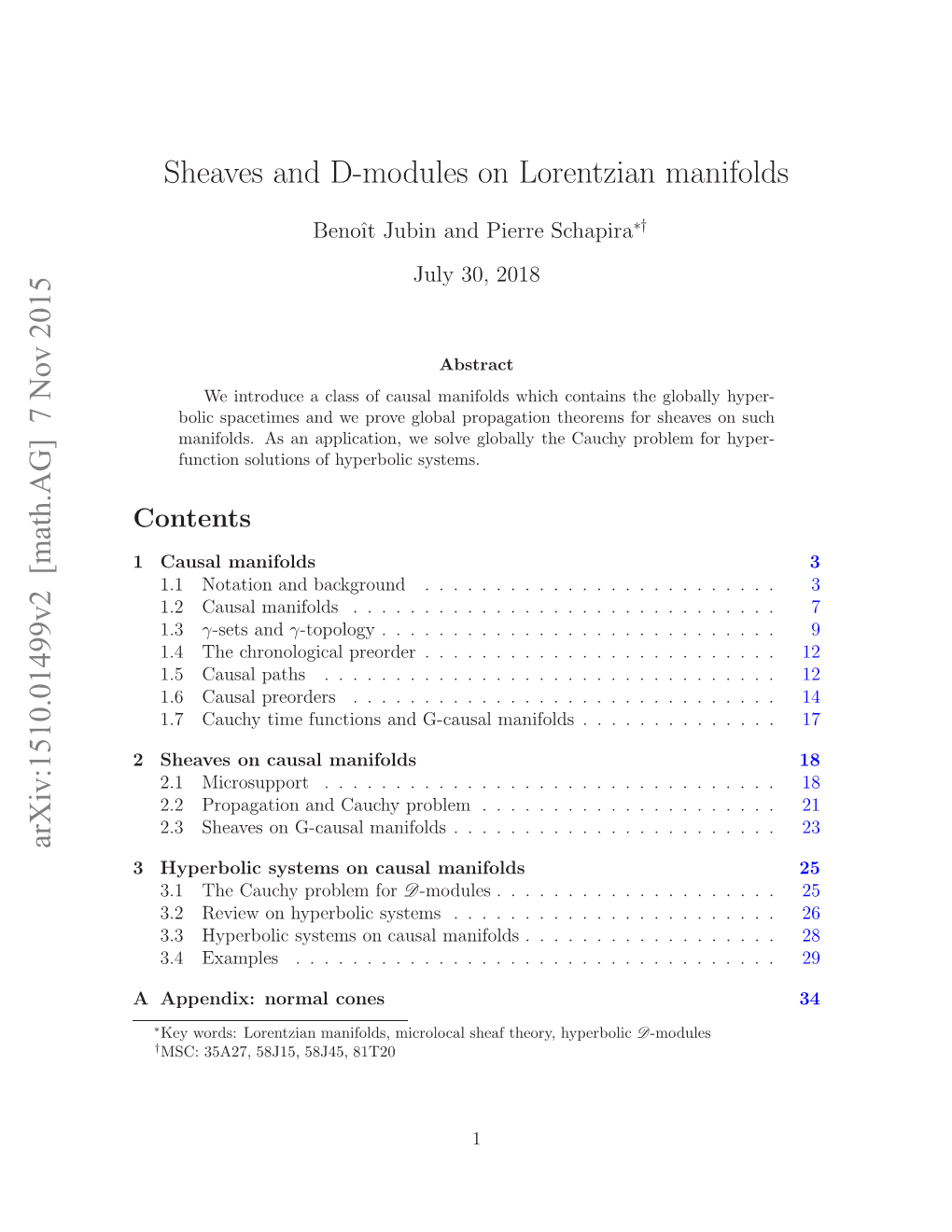 Sheaves and D-Modules on Lorentzian Manifolds