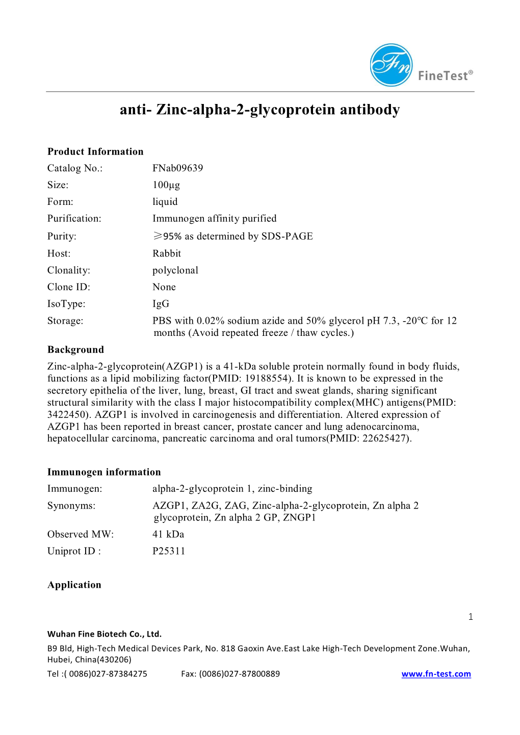 Anti- Zinc-Alpha-2-Glycoprotein Antibody