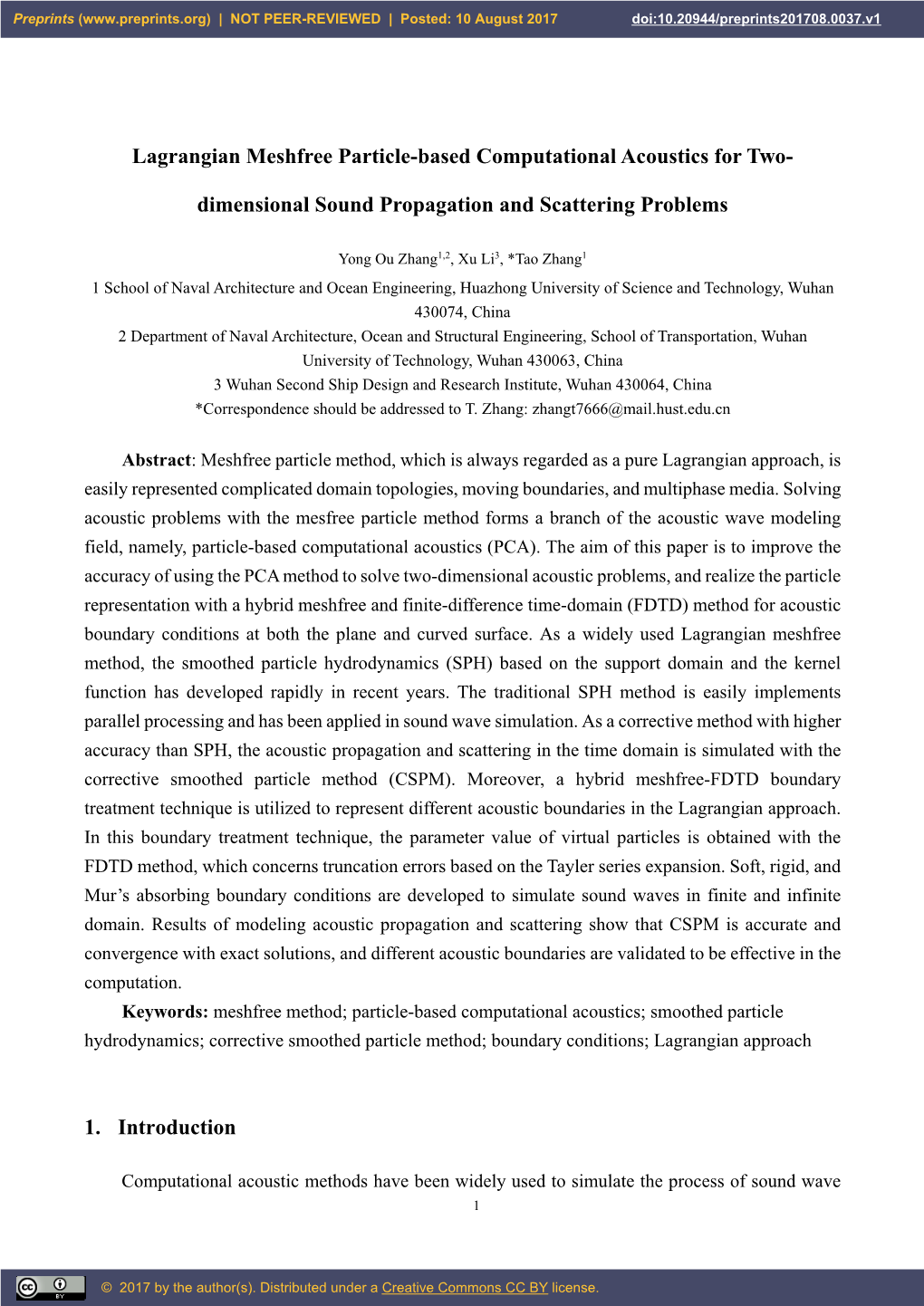 Lagrangian Meshfree Particle-Based Computational Acoustics for Two