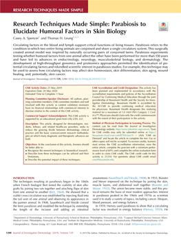 Parabiosis to Elucidate Humoral Factors in Skin Biology Casey A