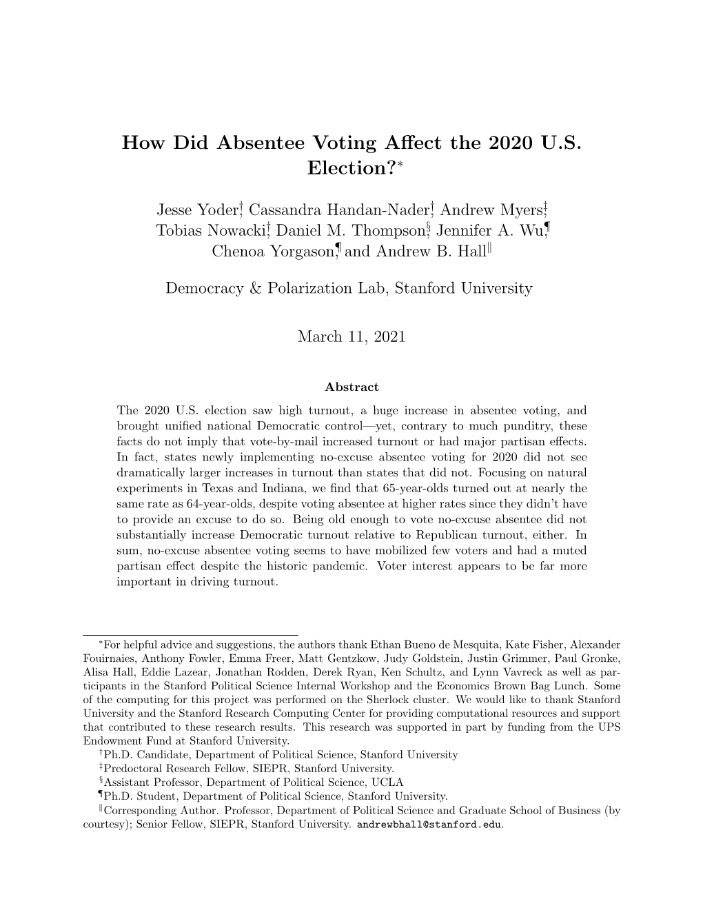 How Did Absentee Voting Affect The