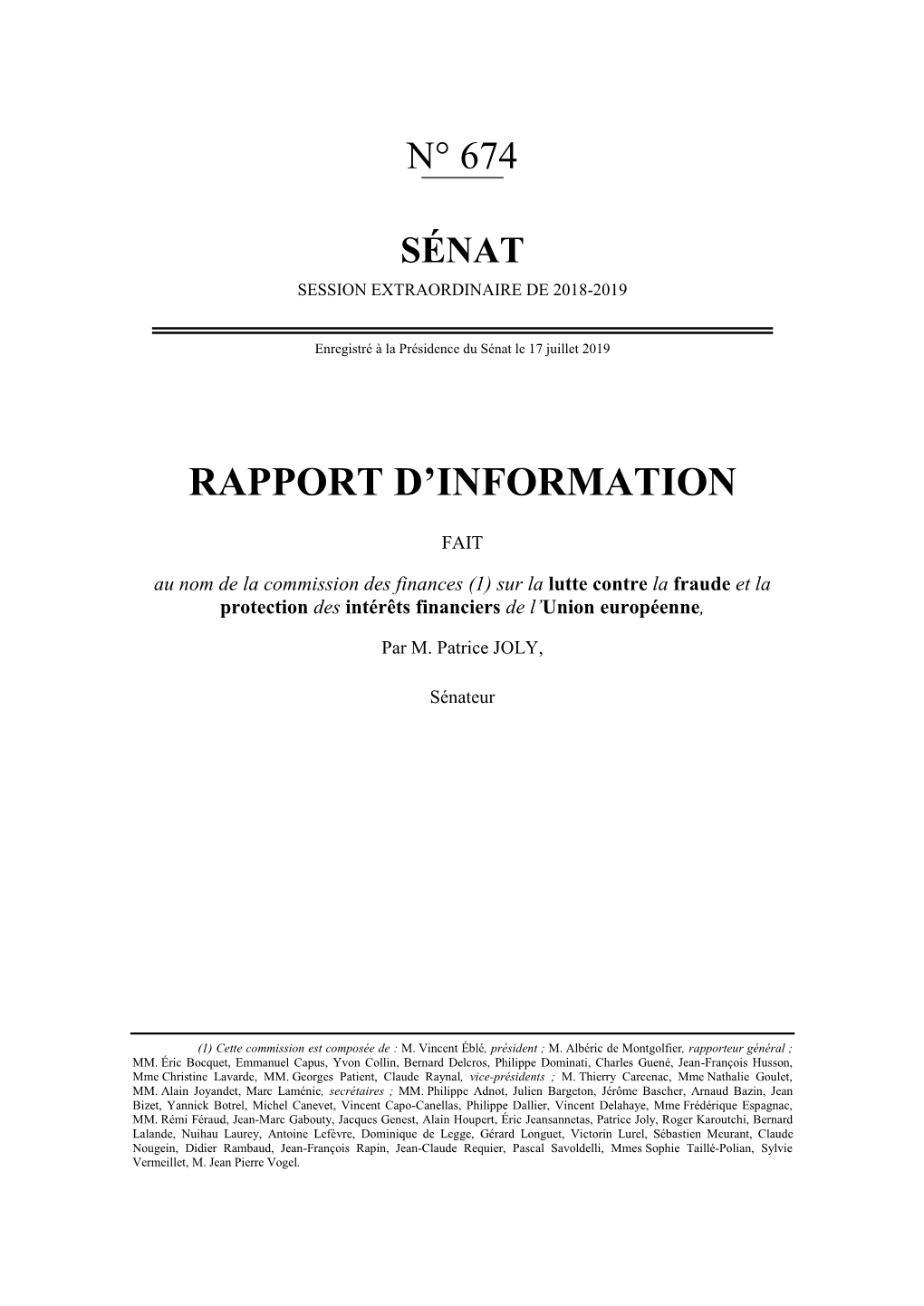 Rapport D'information