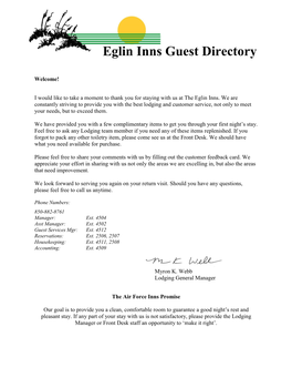 Eglin Inns Guest Directory