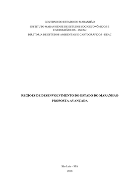 22 Regiões De Desenvolvimento Do Estado Do Maranhão (Proposta