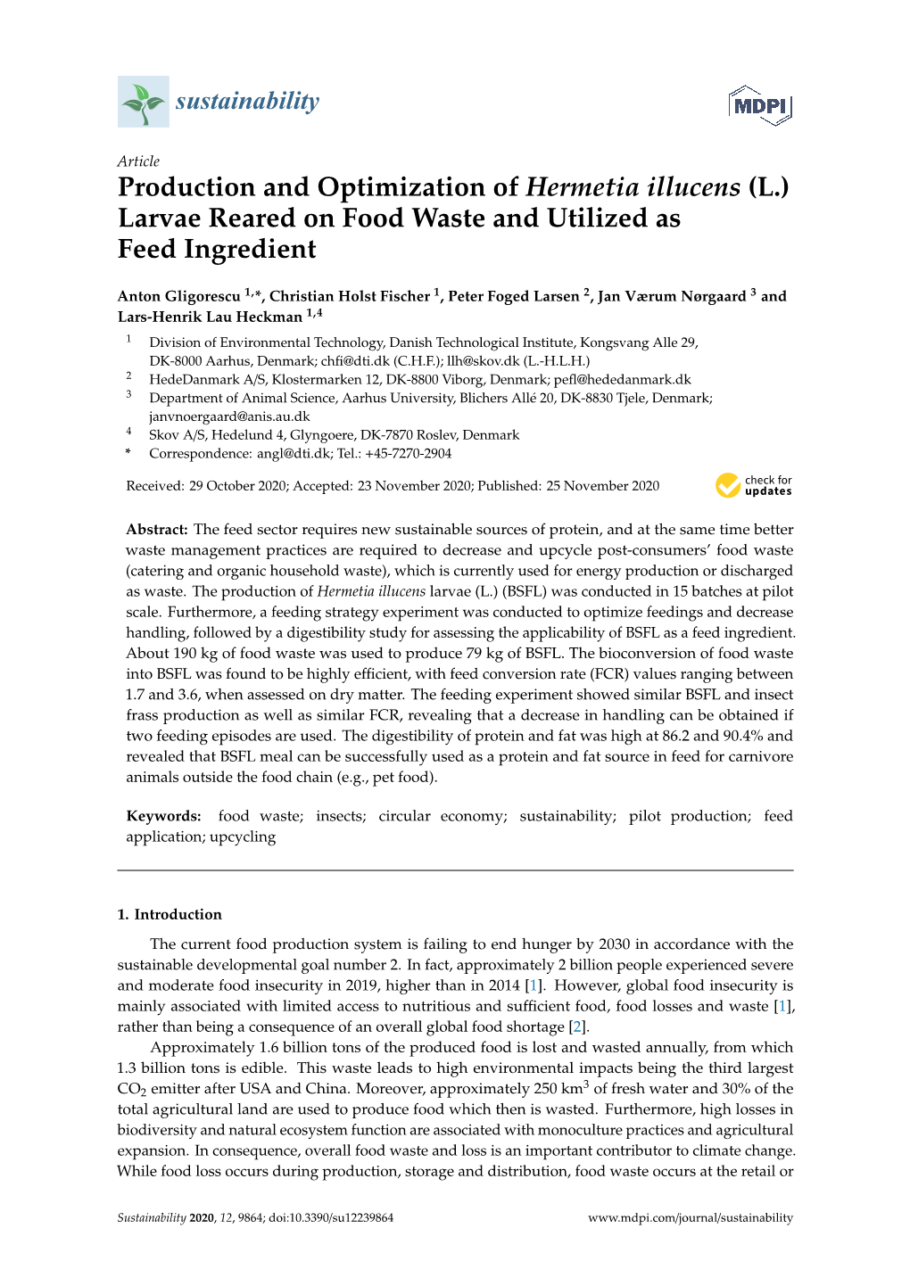 Larvae Reared on Food Waste and Utilized As Feed Ingredient