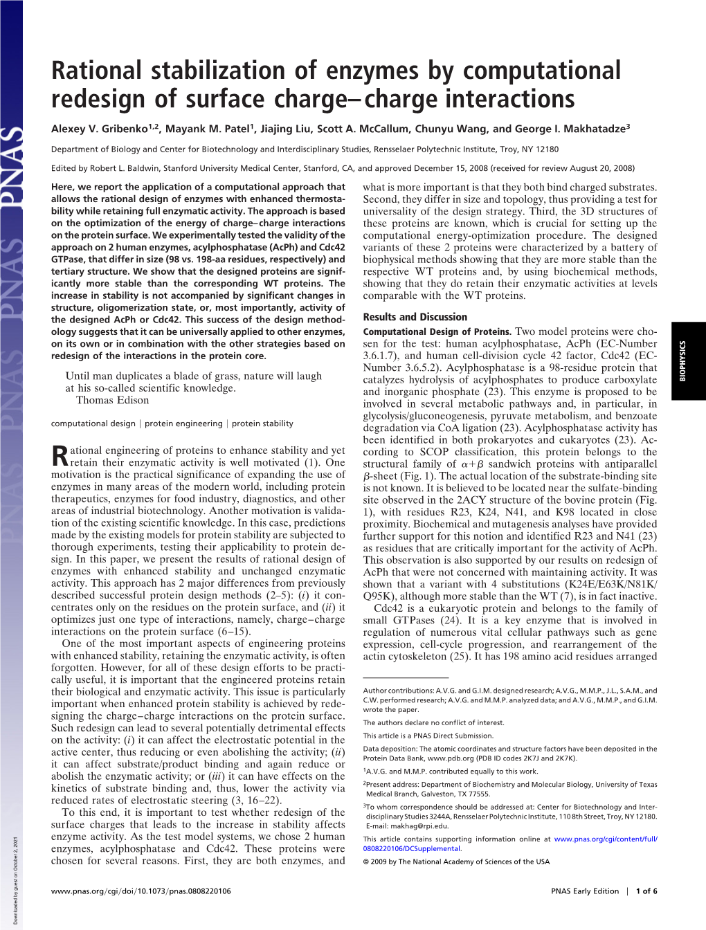 Rational Stabilization of Enzymes by Computational Redesign of Surface Charge–Charge Interactions