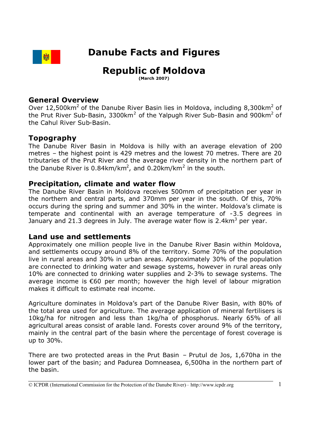 Danube Facts and Figures Republic of Moldova