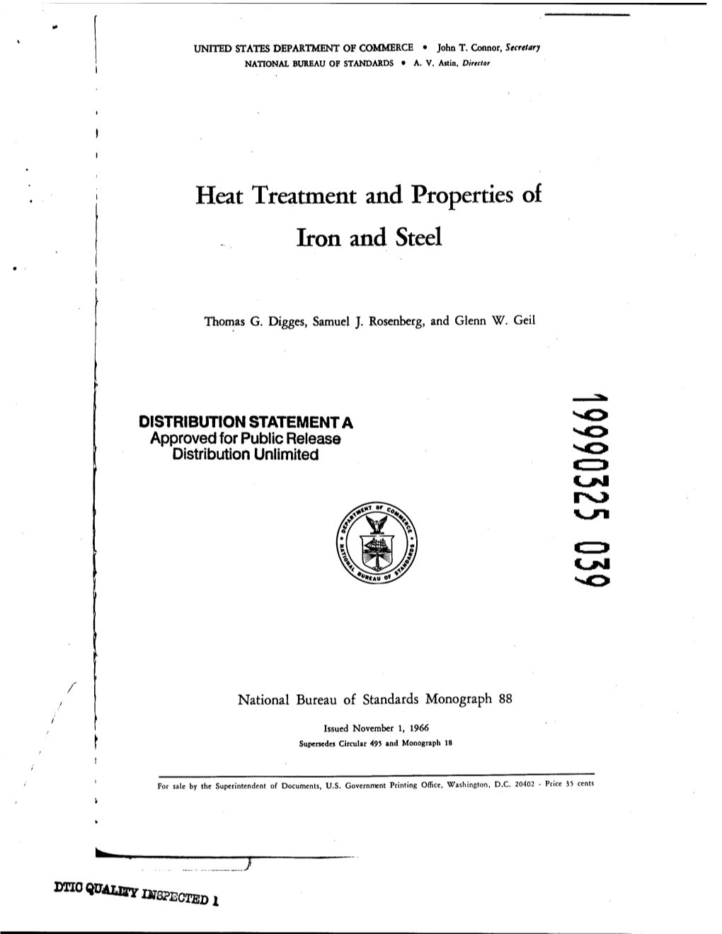 Heat Treatment and Properties of Iron and Steel