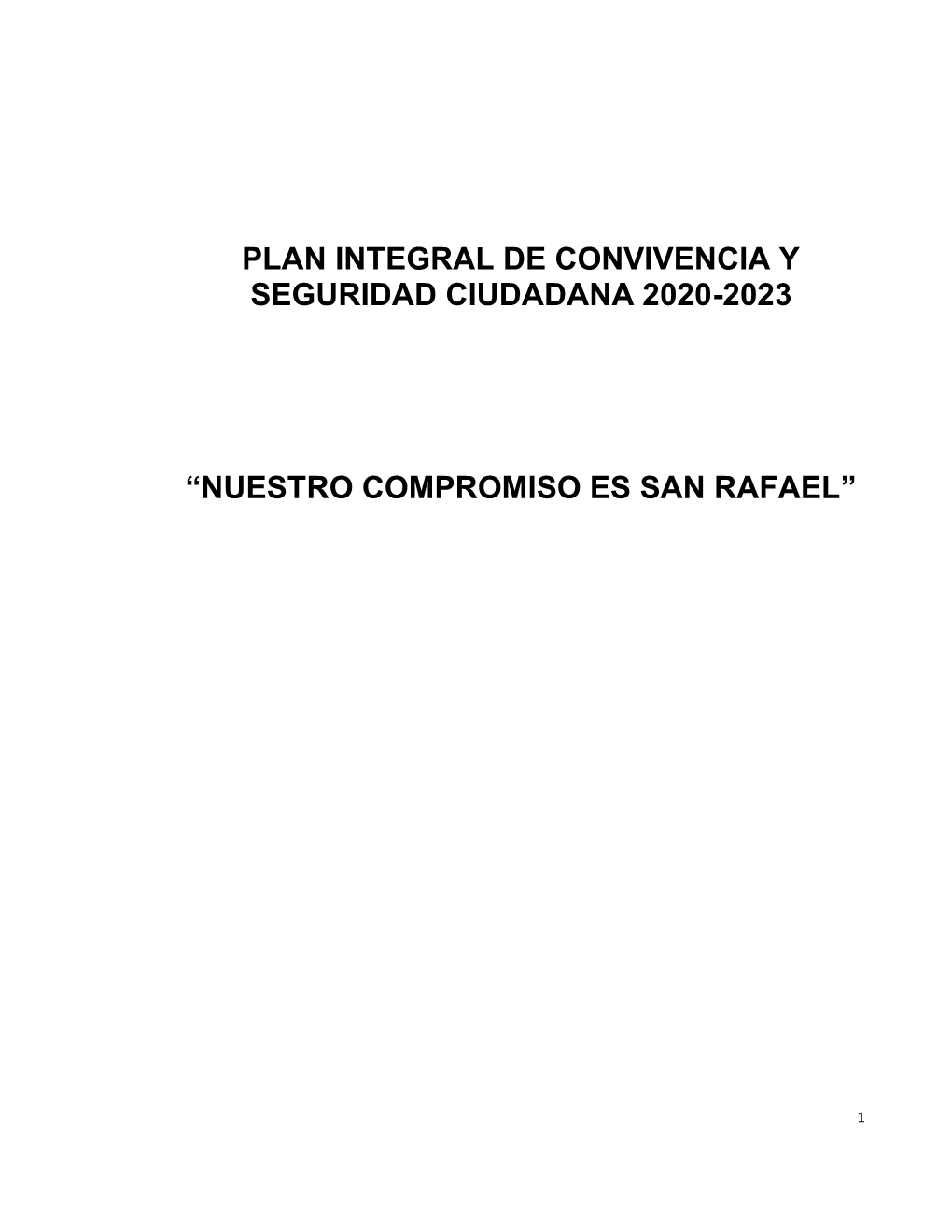 Plan Integral De Convivencia Y Seguridad Ciudadana 2020-2023