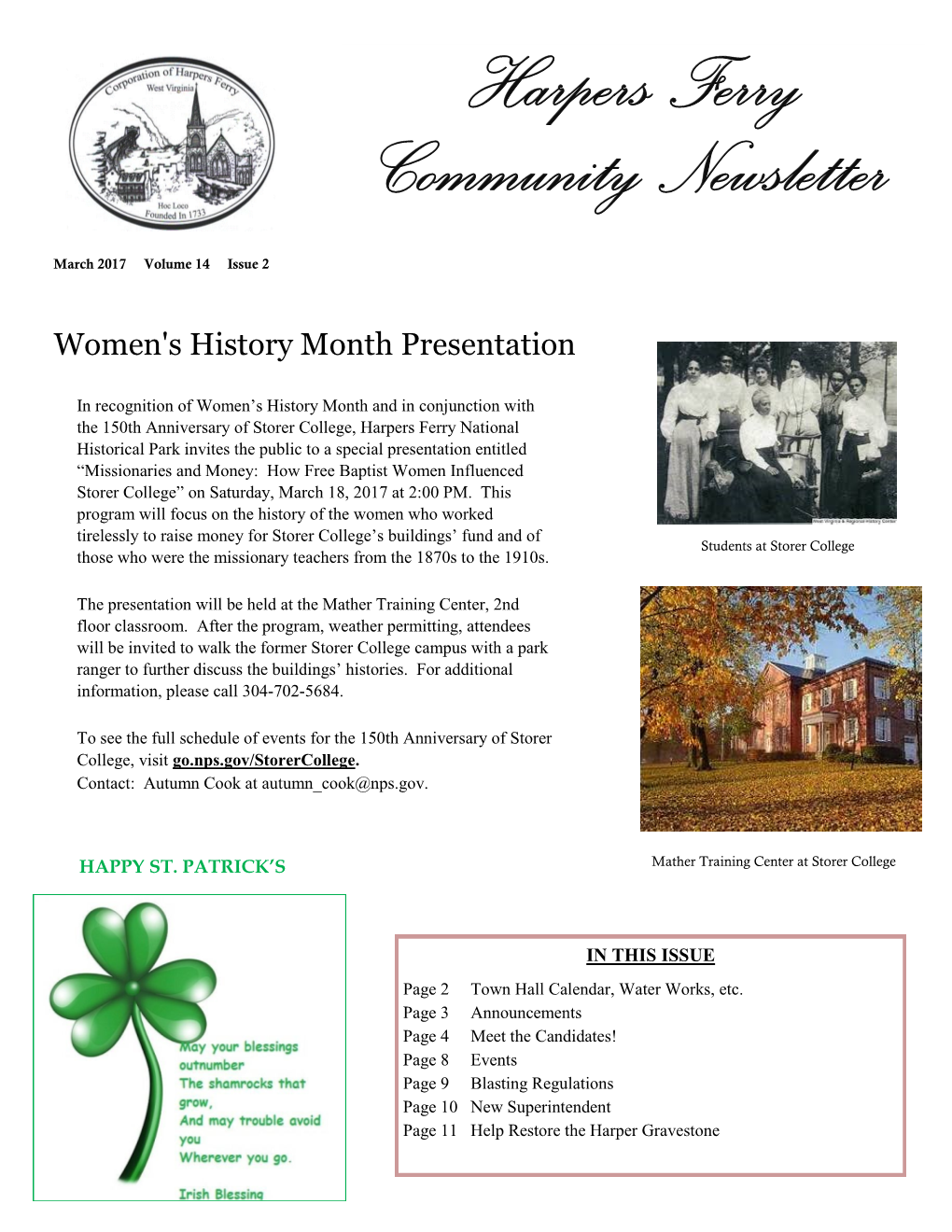 Harpers Ferry Community Newsletter