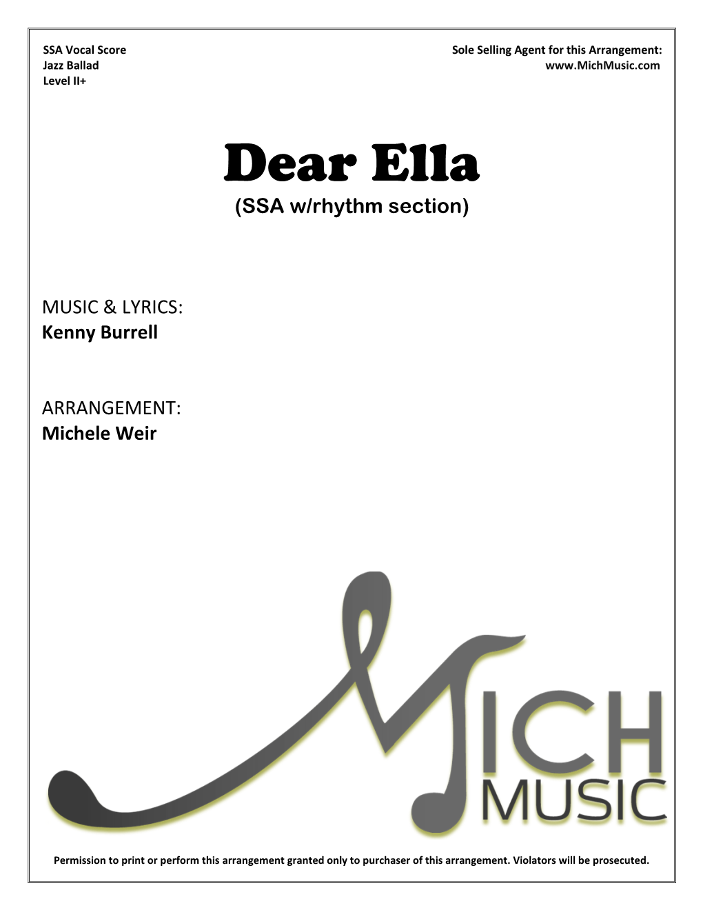 Dear Ella (SSA W/Rhythm Section)