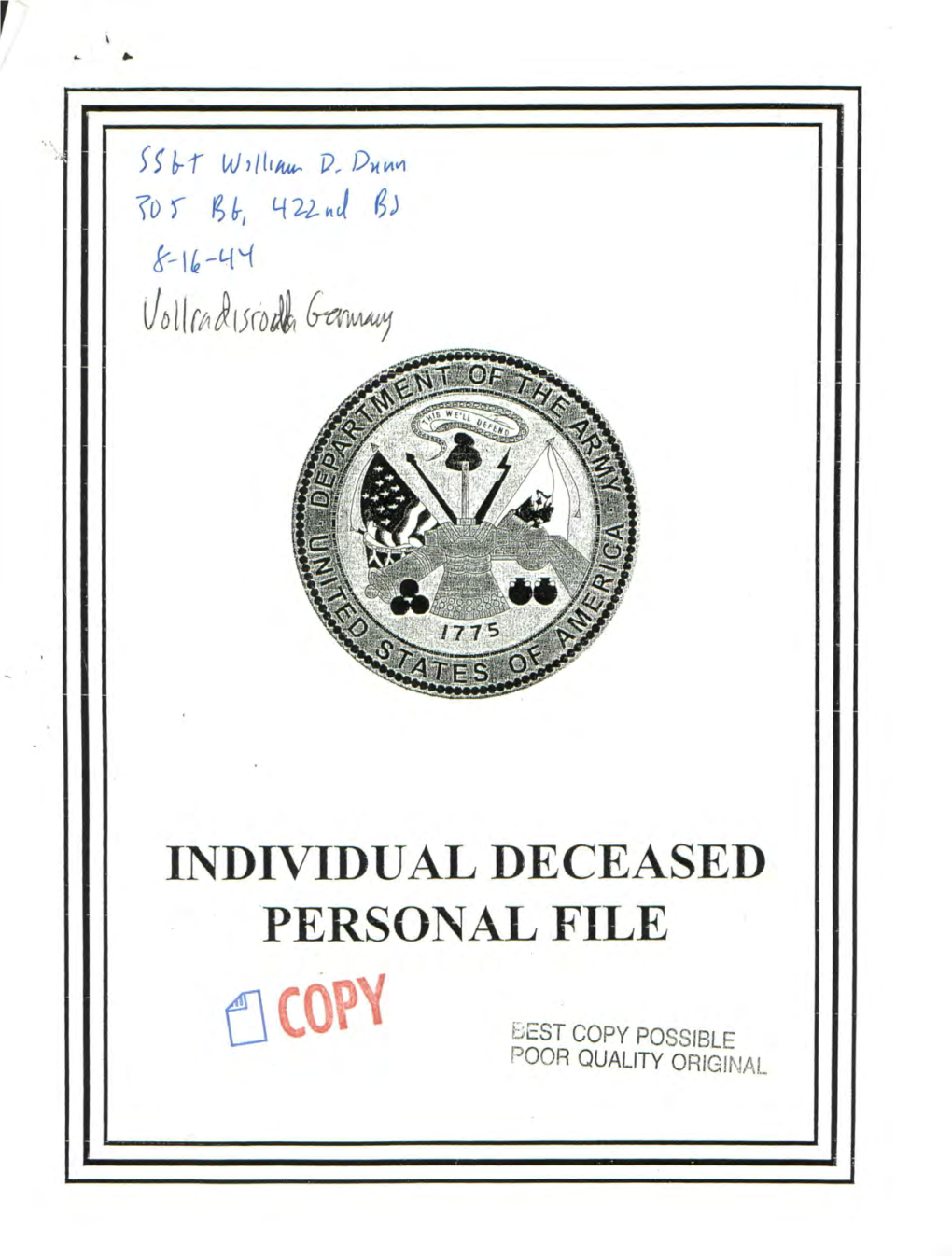 Individual Deceased Personal File