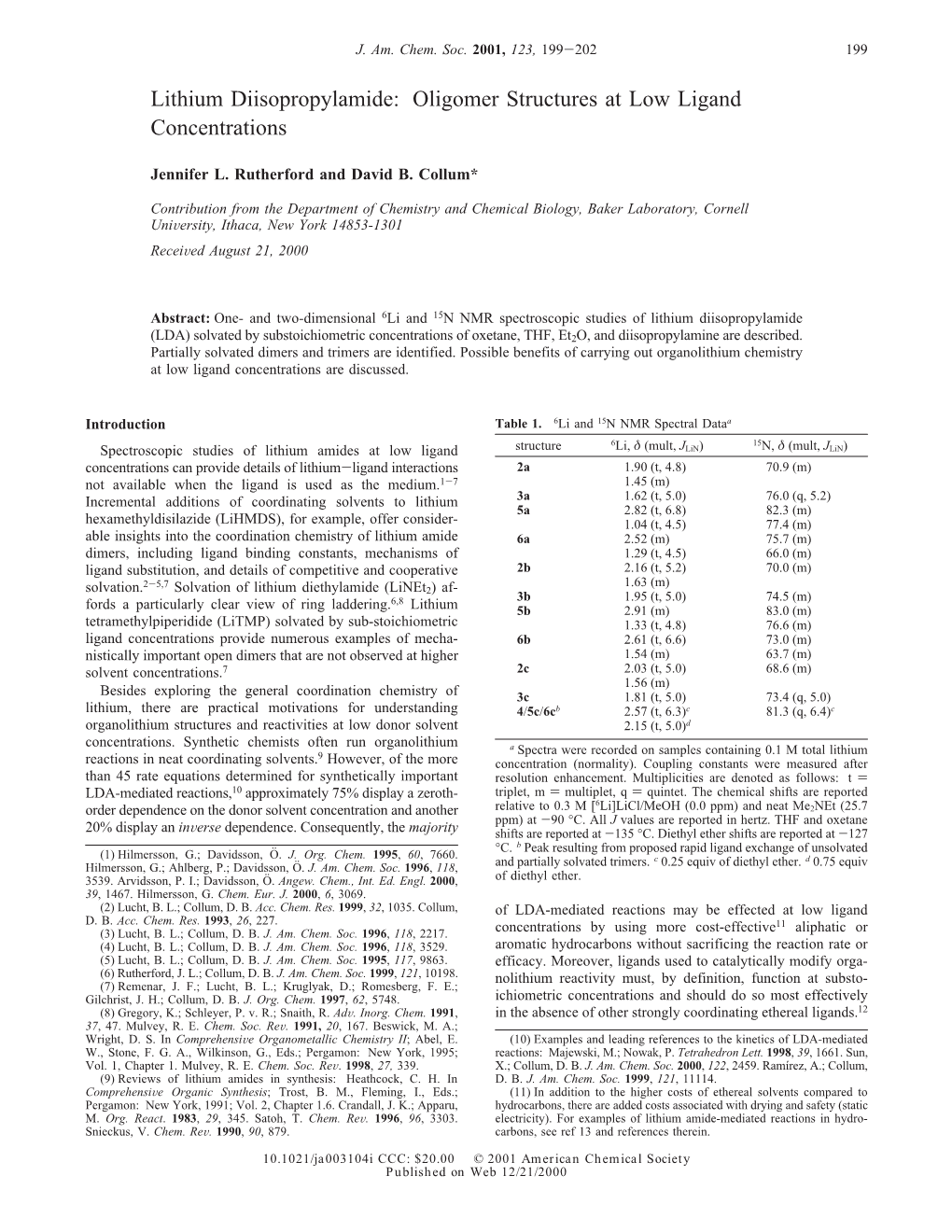 Lithium Diisopropylamide: Oligomer Structures at Low Ligand Concentrations