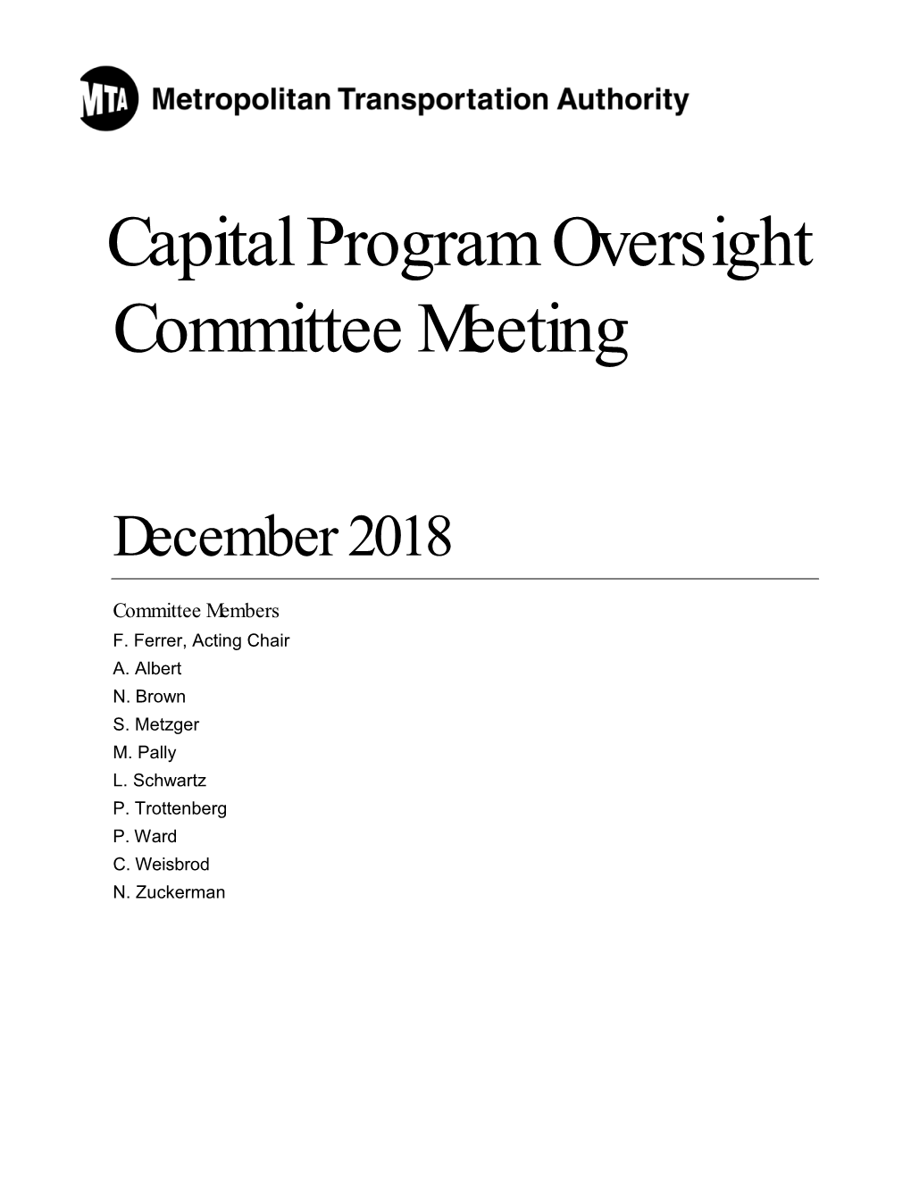 Capital Program Oversight Committee Meeting