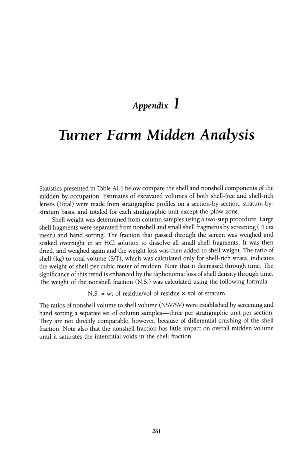 Turner Farm Midden Analysis