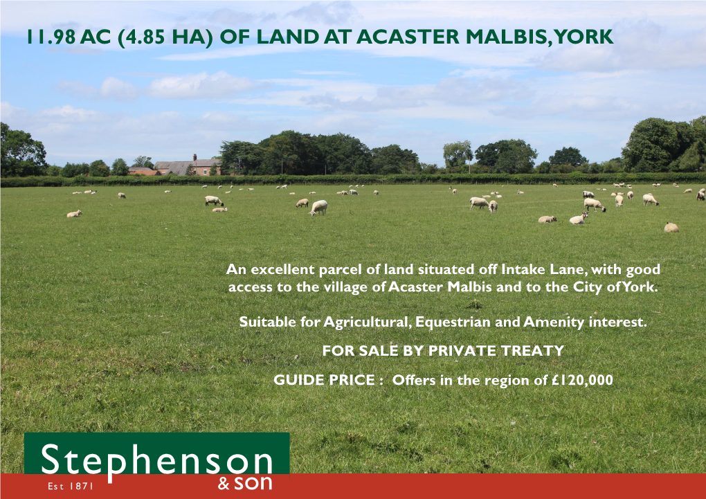 11.98 Ac (4.85 Ha) of Land at Acaster Malbis, York