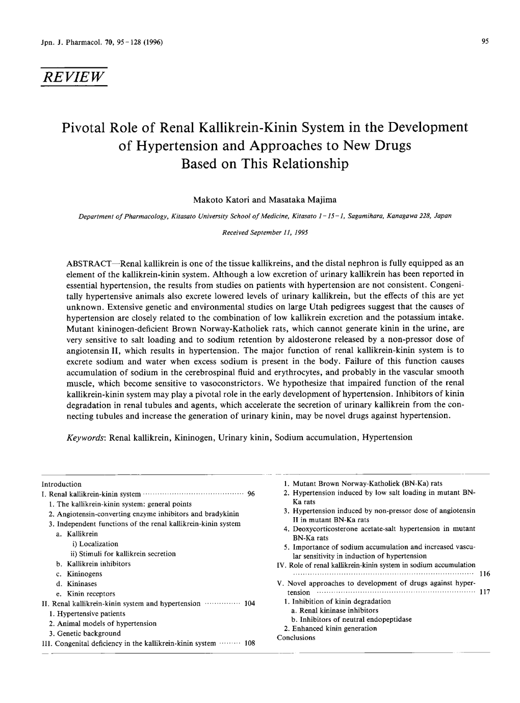 Pivotal Role of Renal Kallikrein-Kinin System in the Development of Hypertension and Approaches to New Drugs Based on This Relationship