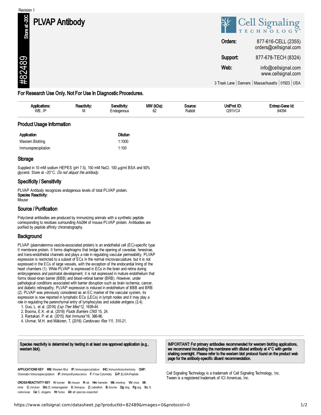 82489 PLVAP Antibody