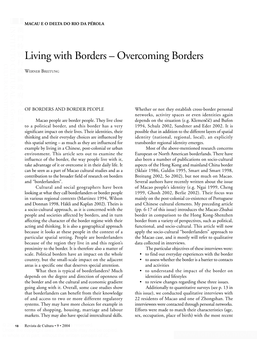 Living with Borders – Overcoming Borders