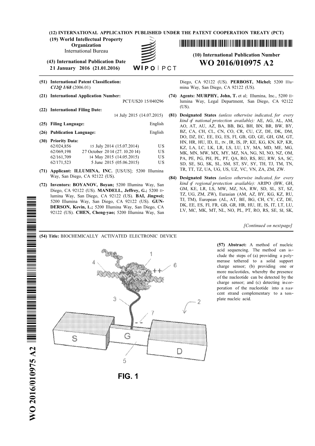 WO 2016/010975 A2 21 January 2016 (21.01.2016) P O P C T