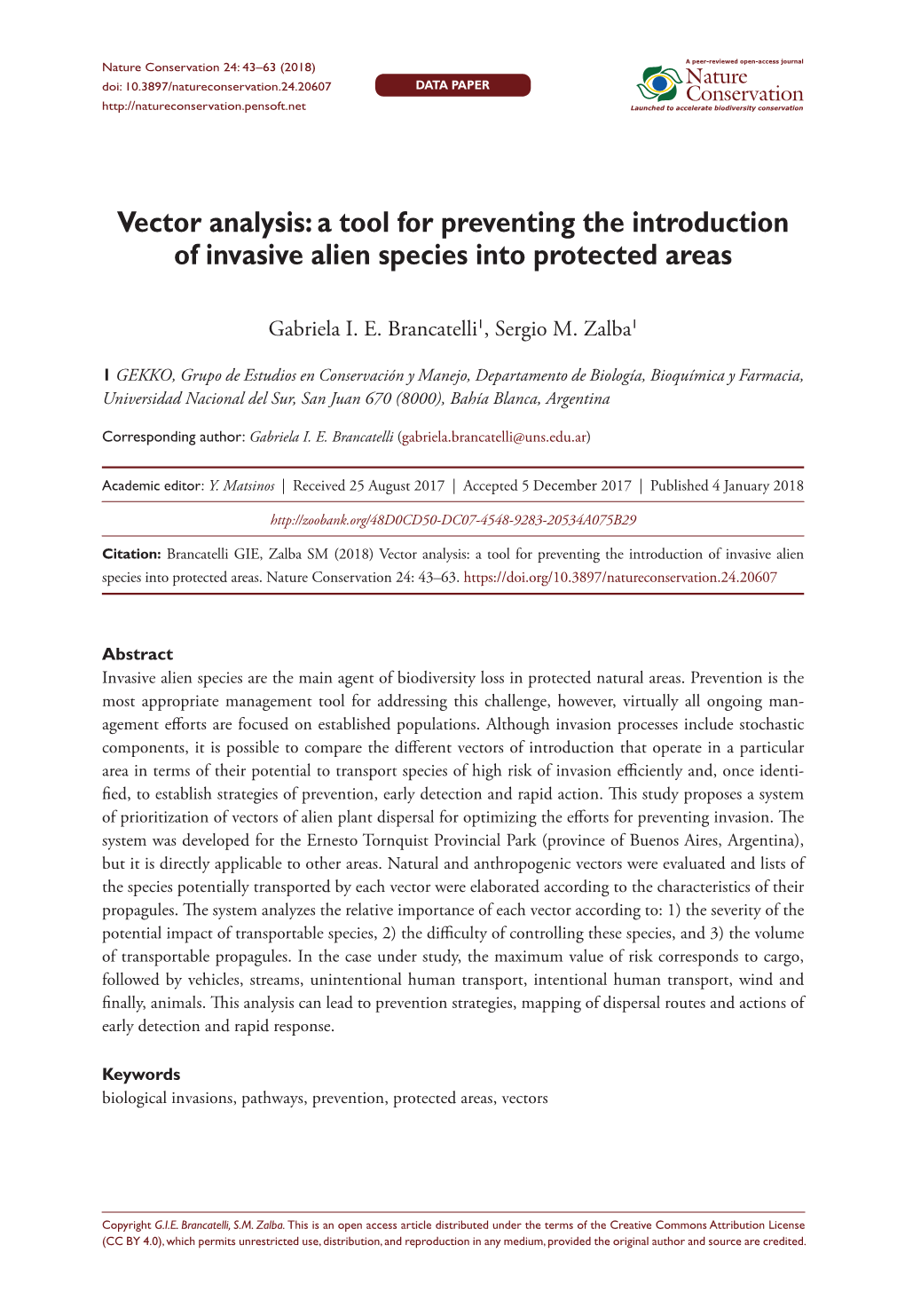 A Tool for Preventing the Introduction of Invasive Alien Species Into Protected Areas