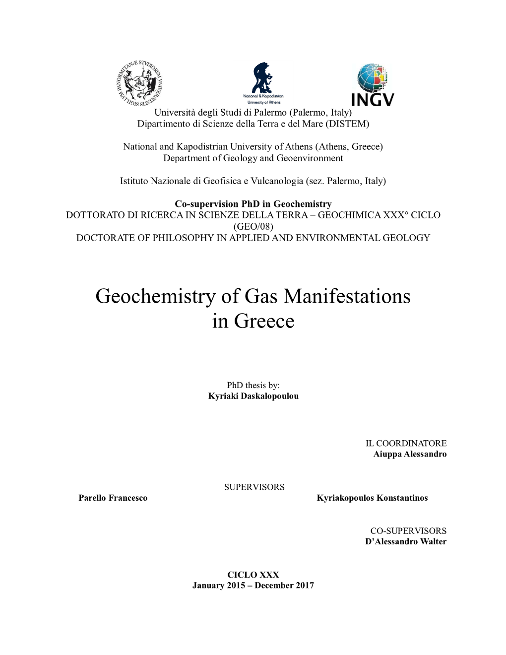 Geochemistry of Gas Manifestations in Greece