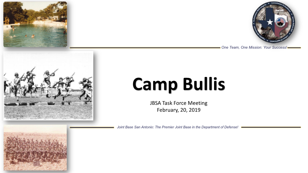 Camp Bullis JBSA Task Force Meeting February, 20, 2019