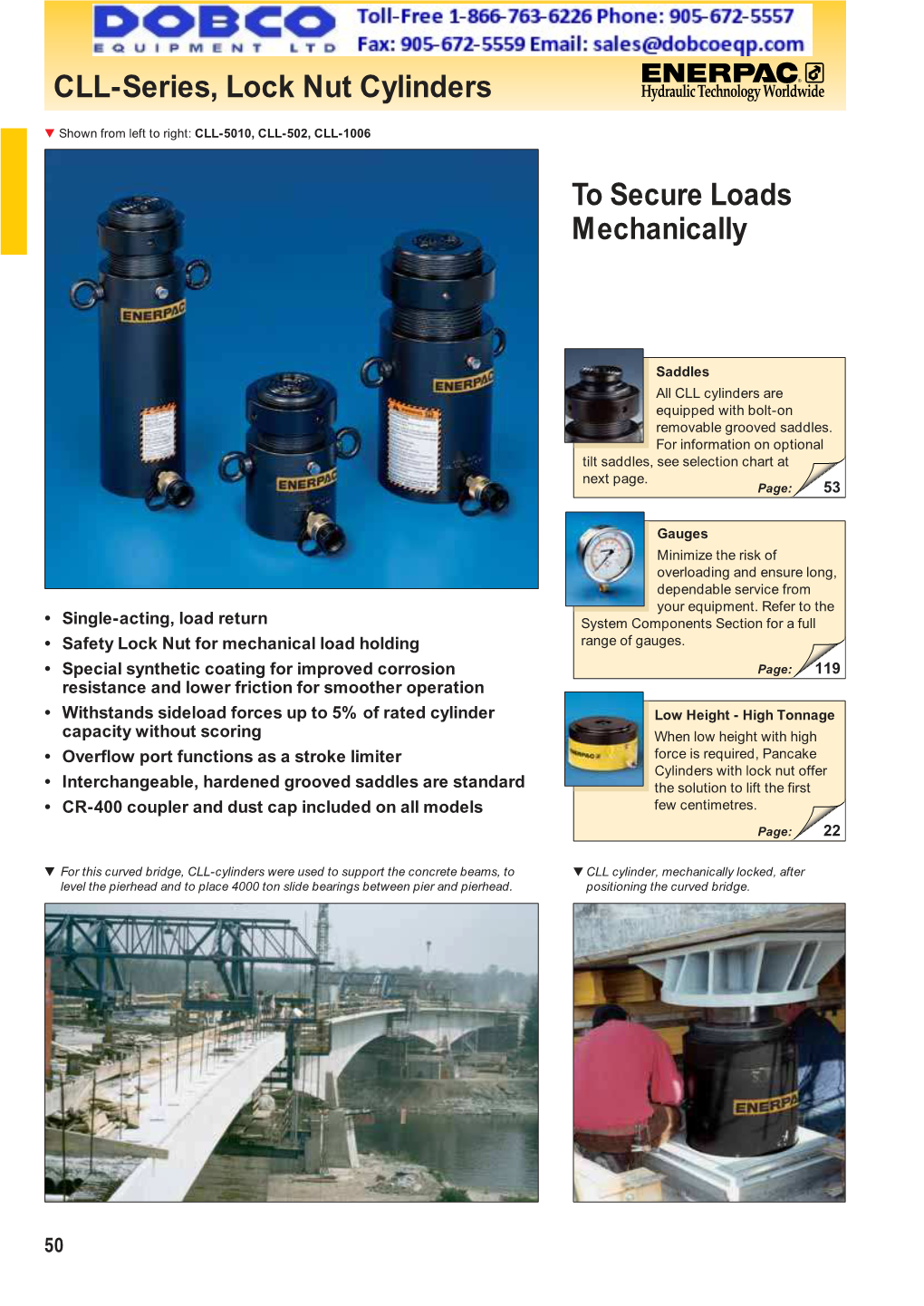 CLL-Series, Lock Nut Cylinders to Secure Loads Mechanically