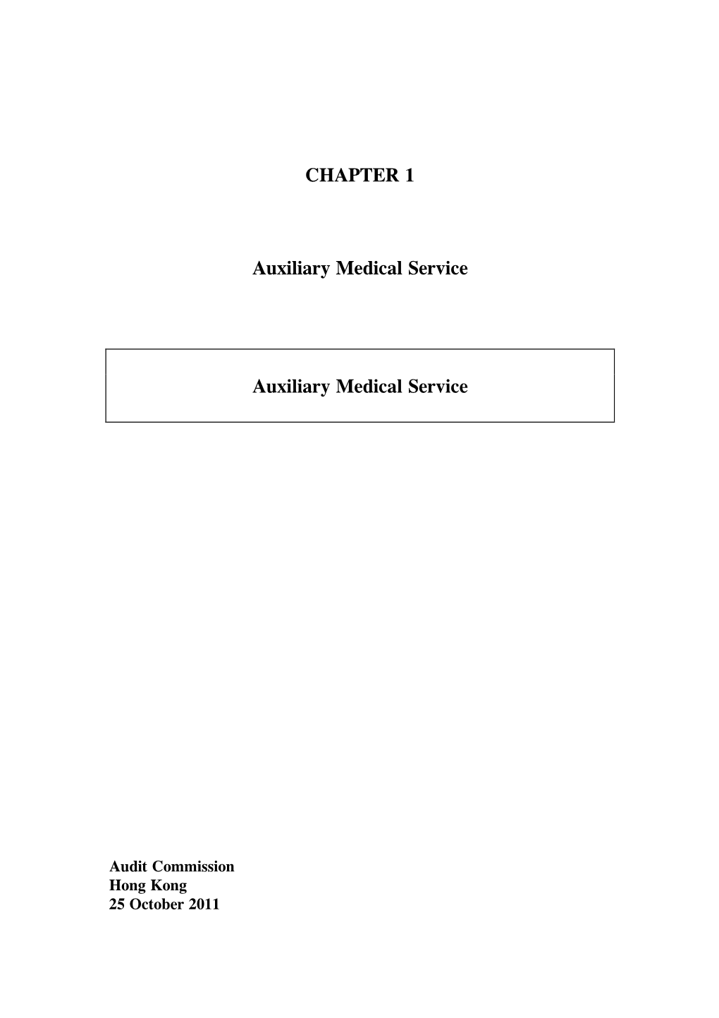 AUXILIARY MEDICAL SERVICE Contents