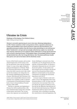 Ukraine in Crisis. Challenges of Developing a New Political Culture