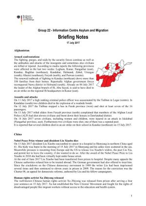 Briefing Notes 17 July 2017