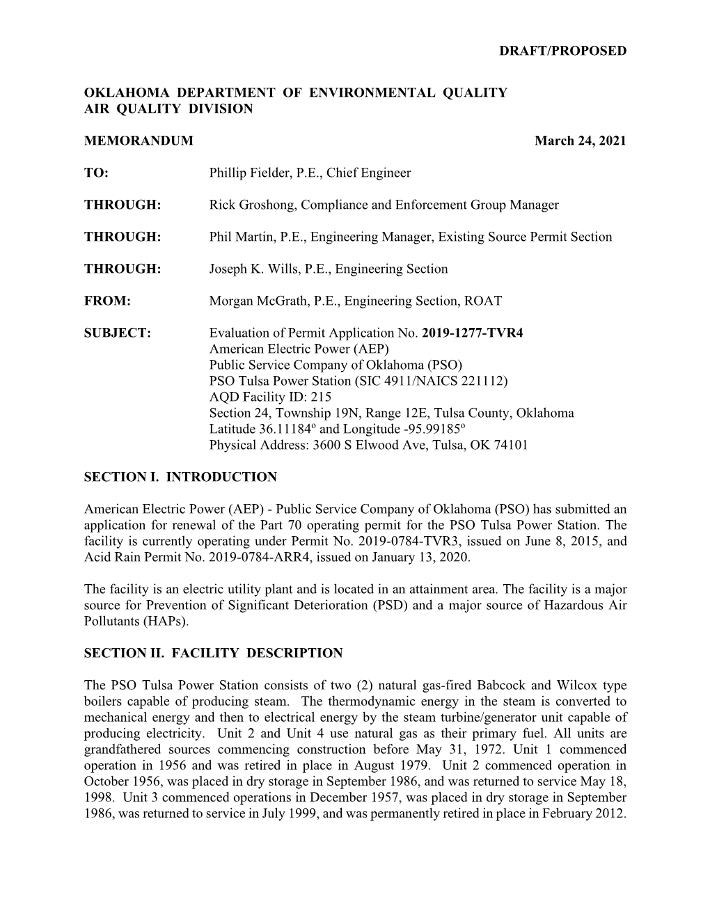 Oklahoma Department of Environmental Quality Air Quality Division