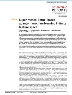 Experimental Kernel-Based Quantum Machine Learning in Finite Feature