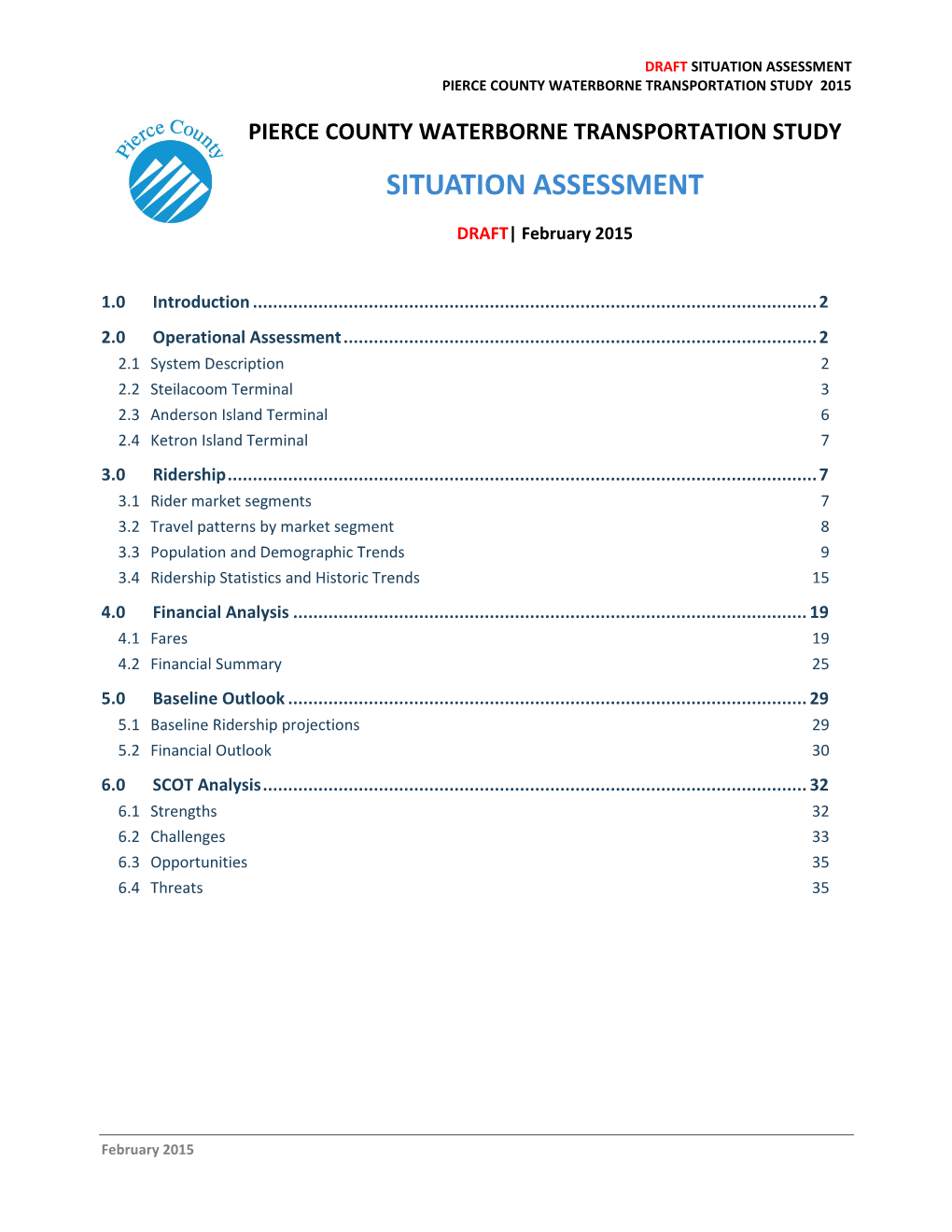 Draft Situation Assessment Pierce County Waterborne Transportation Study 2015