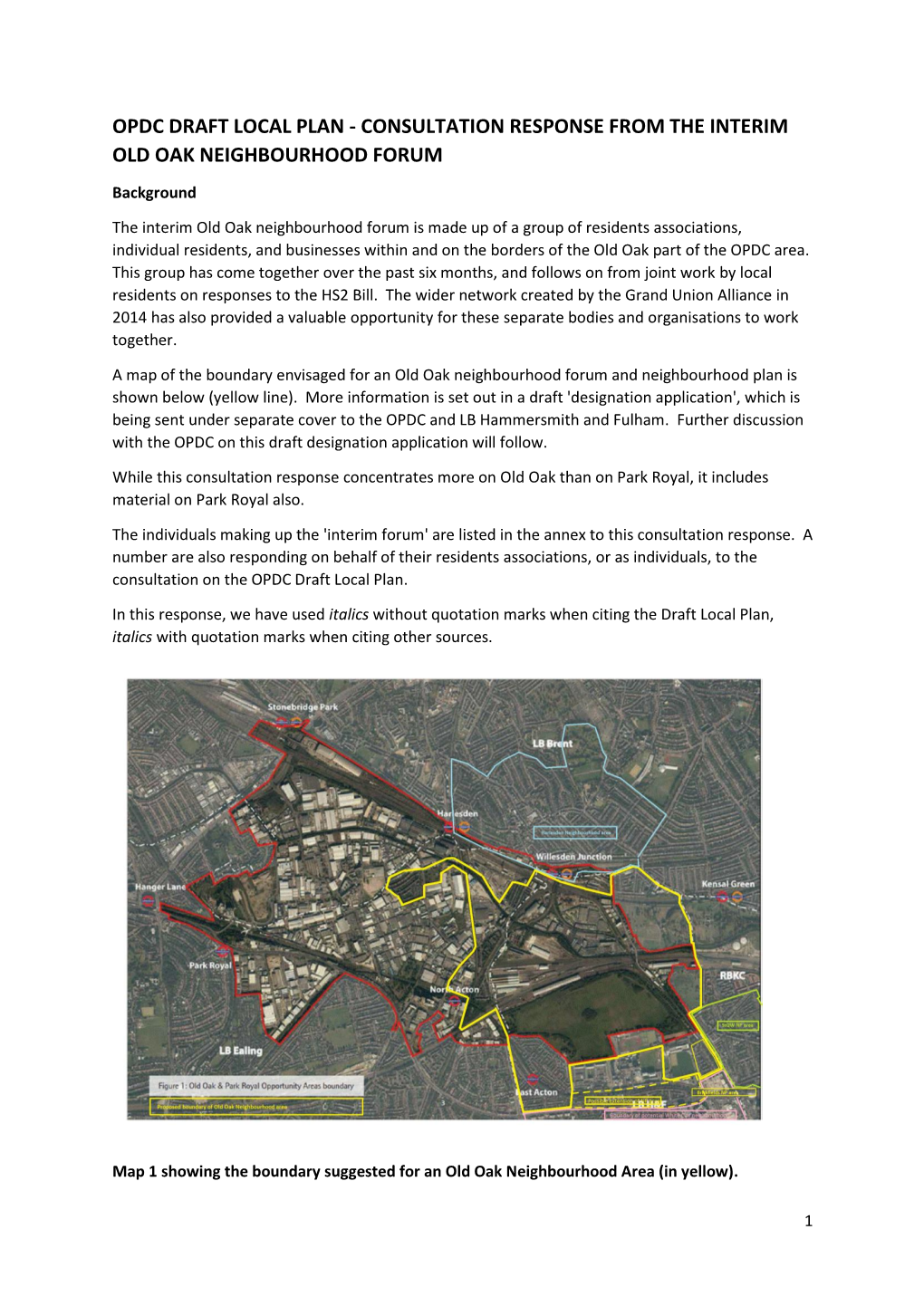 Opdc Draft Local Plan - Consultation Response from the Interim Old Oak Neighbourhood Forum