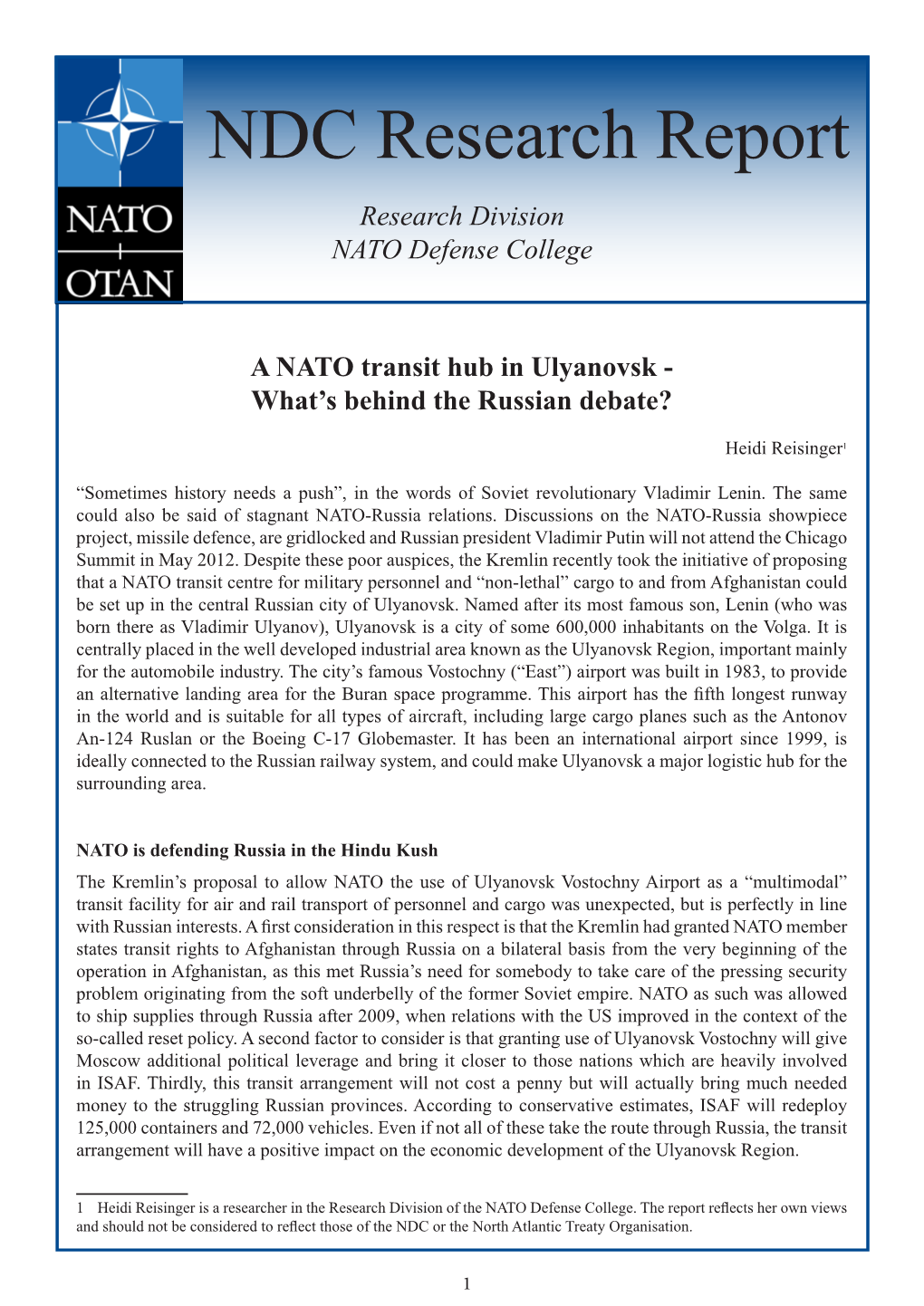 NDC Research Report Research Division NATO Defense College