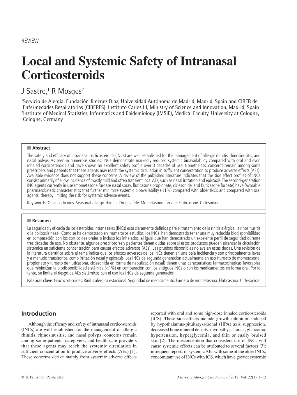 Local and Systemic Safety of Intranasal Corticosteroids