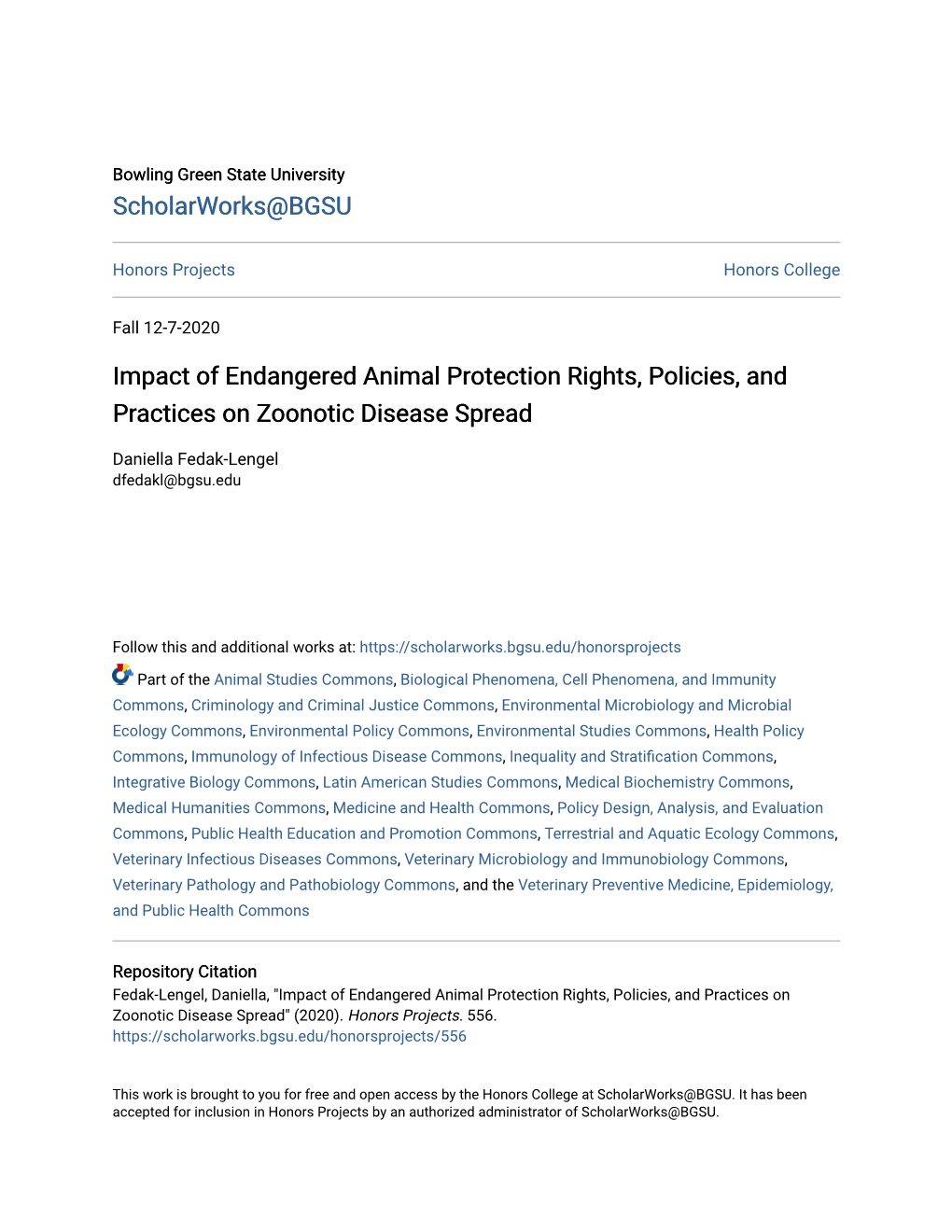 Impact of Endangered Animal Protection Rights, Policies, and Practices on Zoonotic Disease Spread