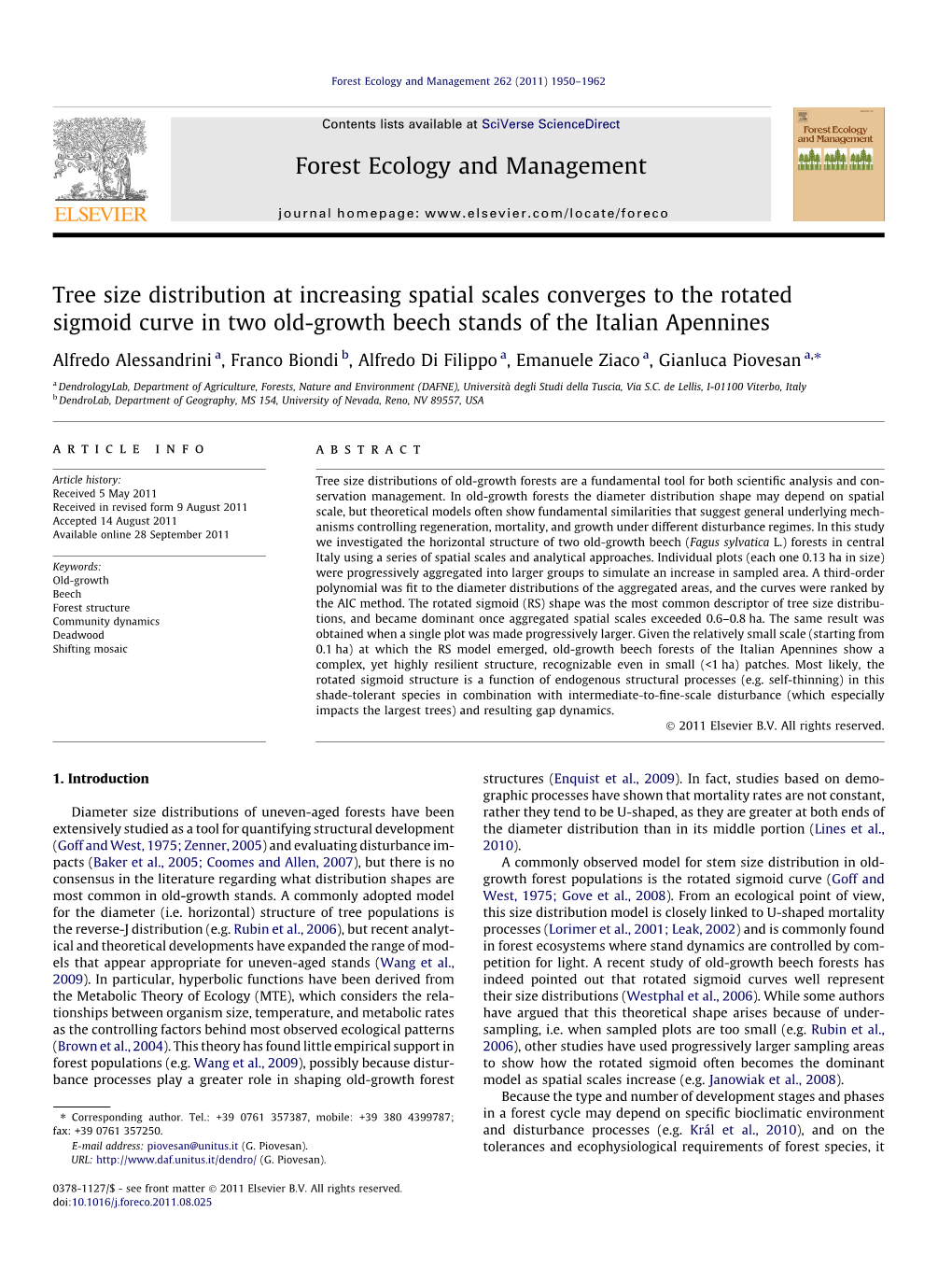 Tree Size Distribution at Increasing Spatial Scales Converges to the Rotated Sigmoid Curve in Two Old-Growth Beech Stands Of