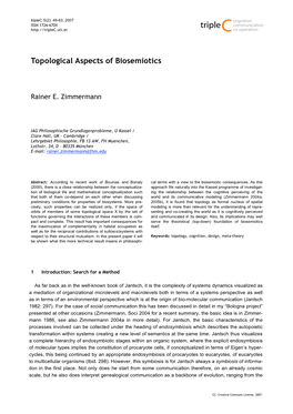 Topological Aspects of Biosemiotics