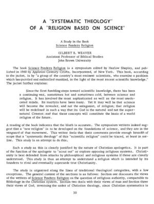 A 'Systematic Theology' of a 'Religion Based on Science' Grace Journal