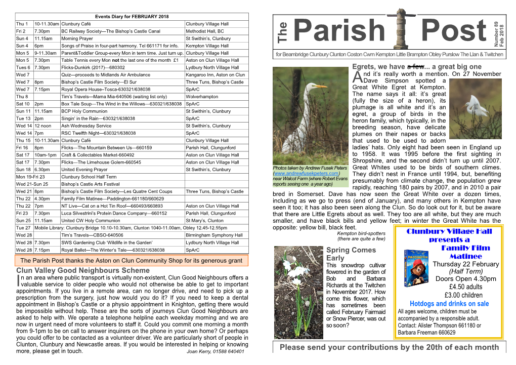 Parish Post 89 Number Sun 4 6Pm Songs of Praise in Four-Part Harmony