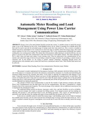 Automatic Meter Reading and Load Management Using Power Line