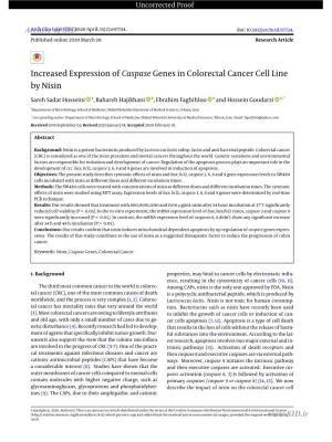 Increased Expression of Caspase Genes in Colorectal Cancer Cell Line by Nisin
