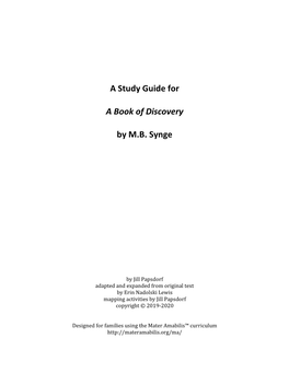 A Study Guide for a Book of Discovery by M.B. Synge