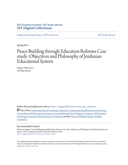 Objectives and Philosophy of Jordanian Educational System Megan Mckeown SIT Study Abroad